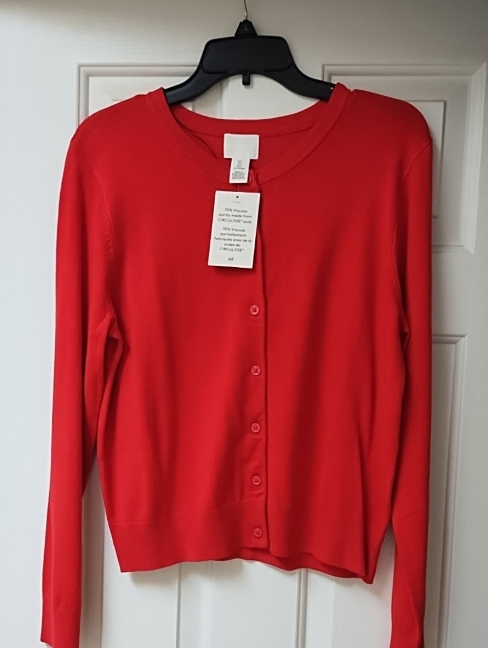 H&M Red Button-Up Women's Sweater Cardigan